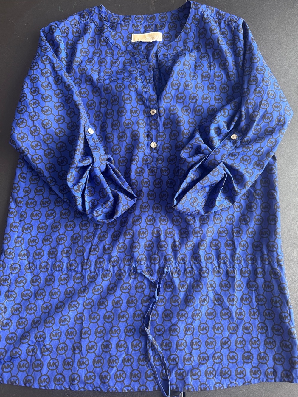 Michael Kors Royal Blue Logo-Print Button-Front Shirt